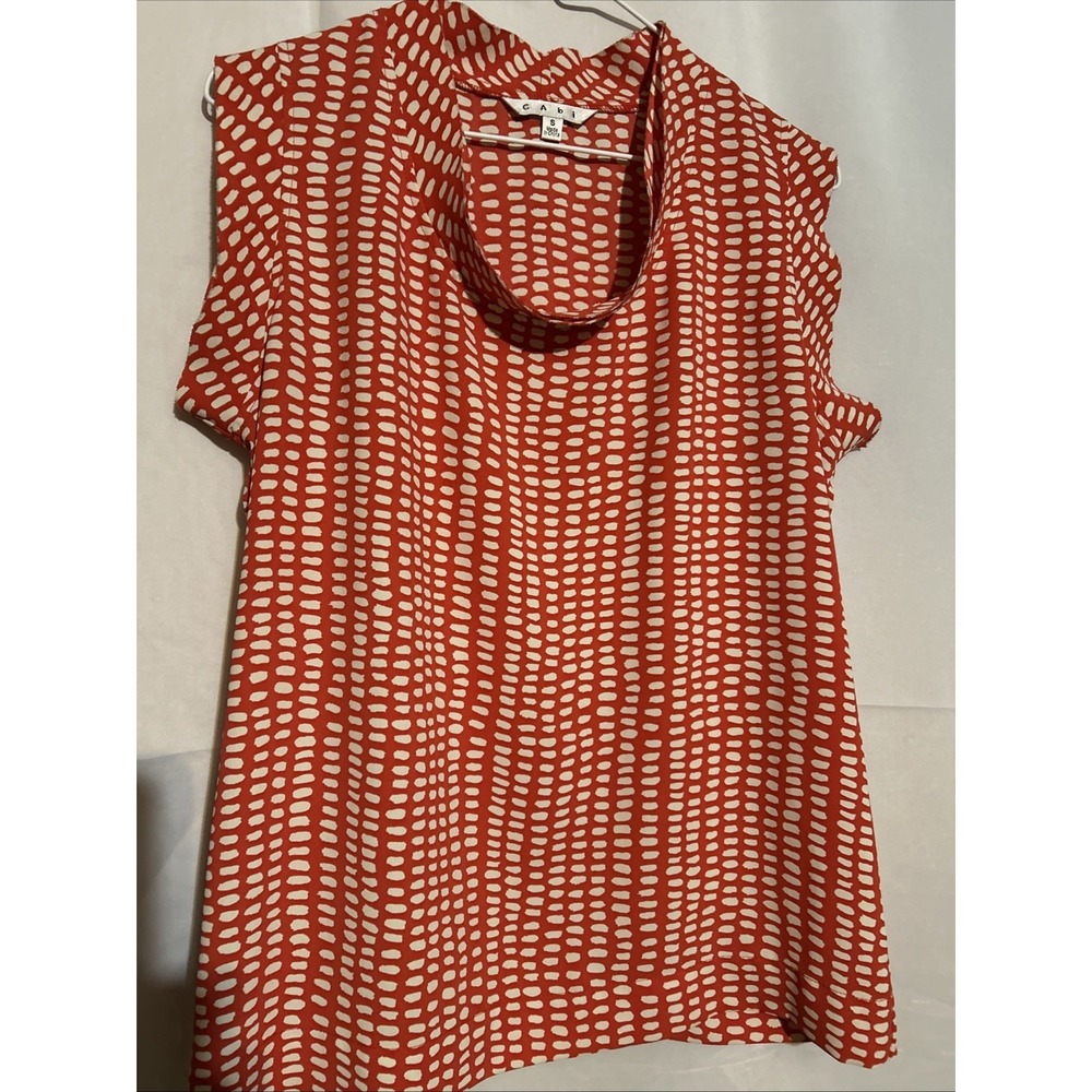 CAbi Colorful Sleeveless Top Blouse Dash Print Office Career Size S